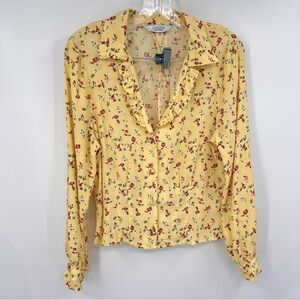 & Other Stories ruffle collar floral yellow blouse button down 12